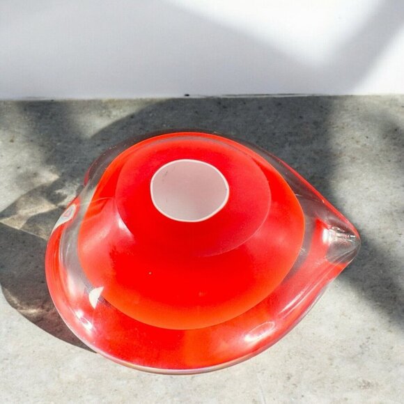 Hand Blown Red Heart Glass Paperweight Figurine Cased Heavy Glass Figure VTG - Picture 3 of 16